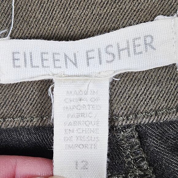 Eileen Fisher Womens 12 Skinny Stretch Lightweight Pants Olive Green Mid Rise - Picture 3 of 9